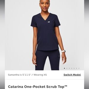 Catarina One Pocket Scrub Top XS Navy